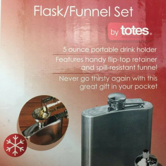 Totes Stainless Steel Flask Funnel Set Holds 5 Ounces - Picture 7 of 9